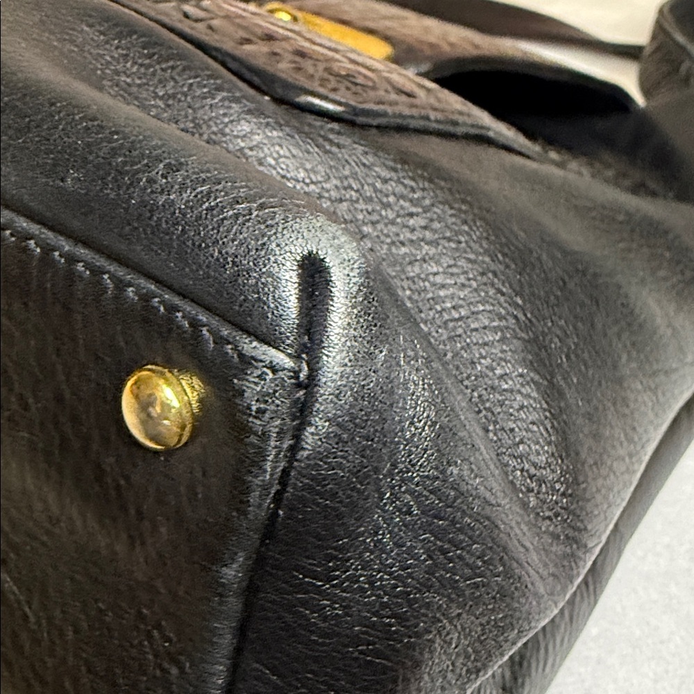 Vintage Bally Croc-Embossed Leather Crossbody Bag Gold Push-Lock Italy Classic - Picture 15 of 16
